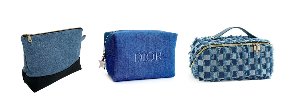 Laminated Denim Cosmetic Bag