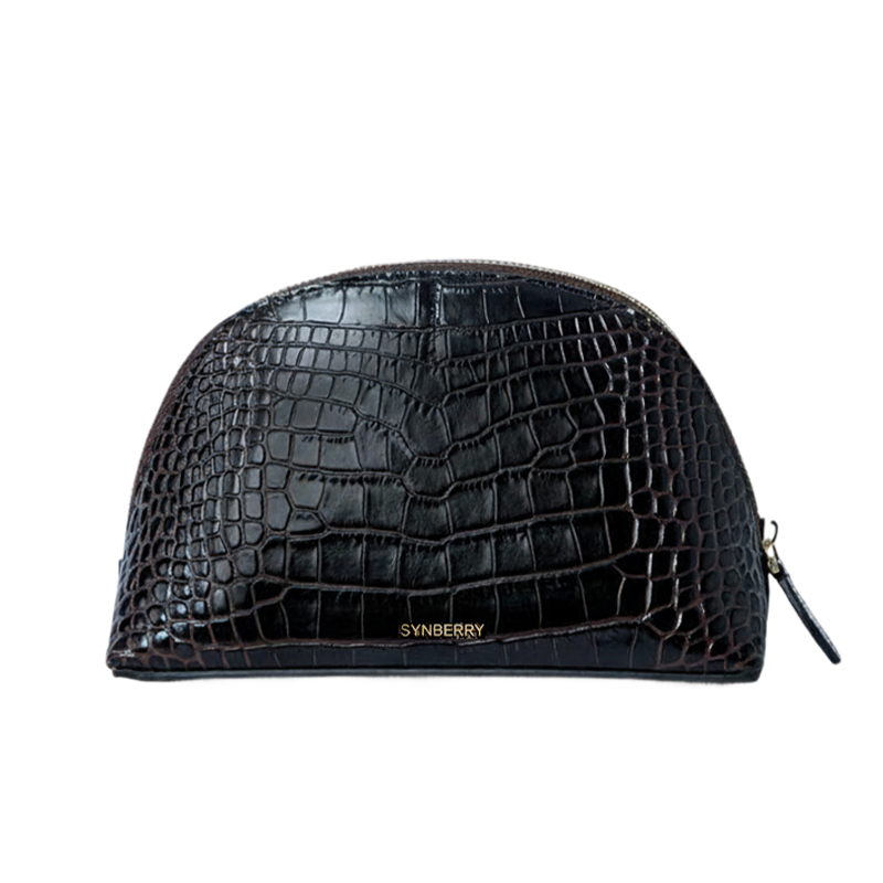 Embossed Genuine Leather Cosmetic Bag