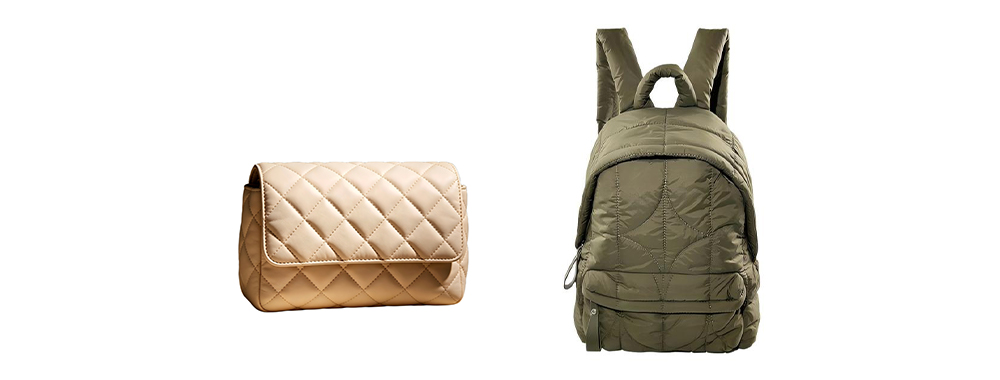 Classic diamond patterned handbag vs lightweight quilted backpack