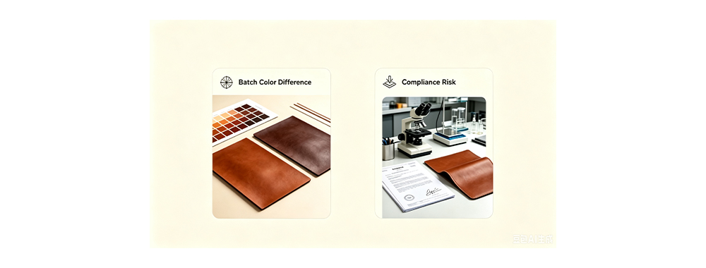 Two genuine leather supply chain risks batch color difference and material compliance testing